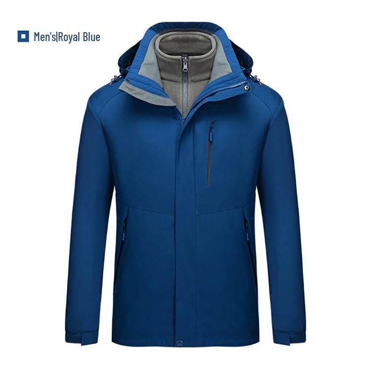 Unisex 3-in-1 Hooded Winter Mountaineering Jacket: Windproof, Waterproof, Casual Outdoor Shell Jacket for Groups. XL
