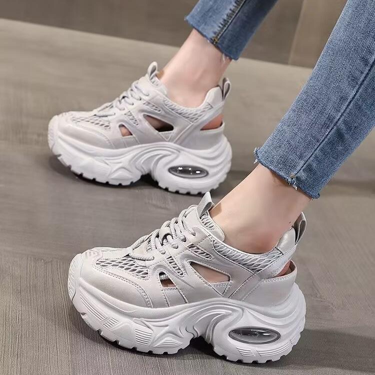 

Dad shoes new summer hollow breathable mesh thick sole light leisure sports 35 серый