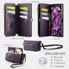 Per Samsung Galaxy S21 FE 5G Custodia CASEME C39 Portafoglio con Cerniera Blocco RFID Copertura in Pelle con Cinturino
