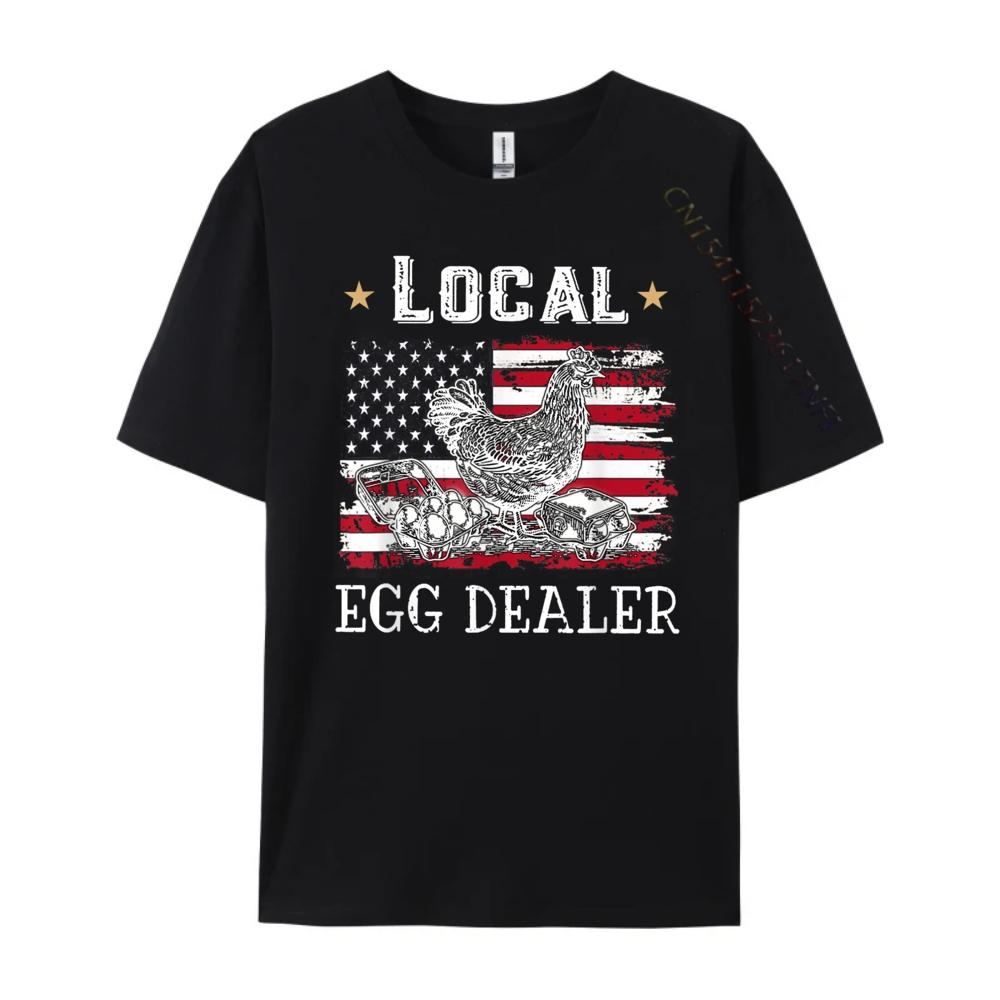 Local Egg Dealer Funny American Flag Chicken Lover Farmer Graphic Tees Band Tshirts Plus Size