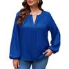 European and American large-size women's clothing autumn and winter new solid color V-neck loose casual long-sleeved T-shirt top