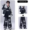 Neujahr Kinder Hip Hop Tanz Outfit - Amerikanische Trendige Lederjacke & Performance Set
