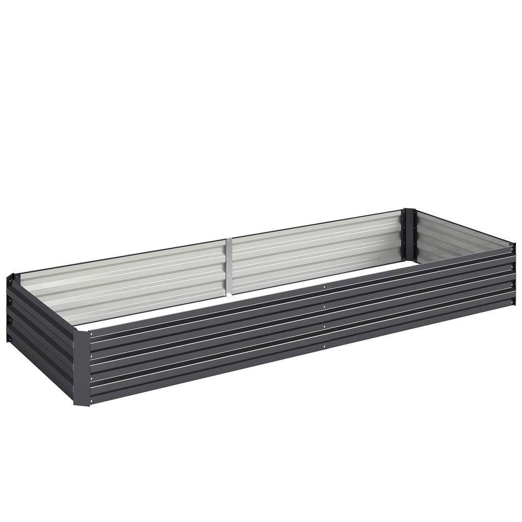 Metal Raised Garden Bed Planter Box Outdoor Planters for Growing Flowers, Herbs, Grey, 241x90.5x30cm