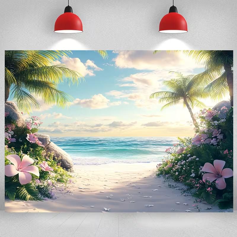 Paradise Beach Tapestry for Travel Lovers, Nature and Coastal Style Room