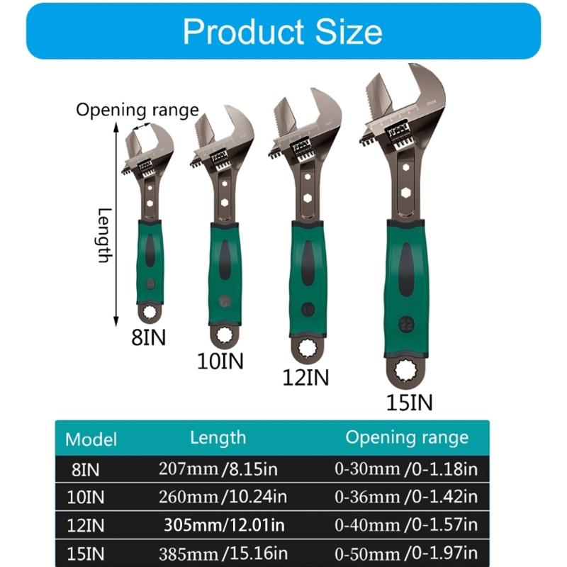 Adjustable Wrenches Multifunctional Double Purpose Adjustable Wrenches 8 10 12 15inch Household Open Bathroom Pipe Wrenc