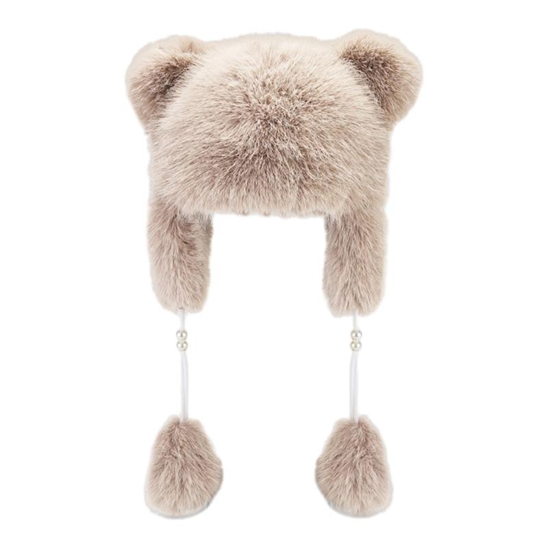Teens Keep Warm Bear Ear Shape Hat Winter Driving Trapper Hat for Sweet Girls