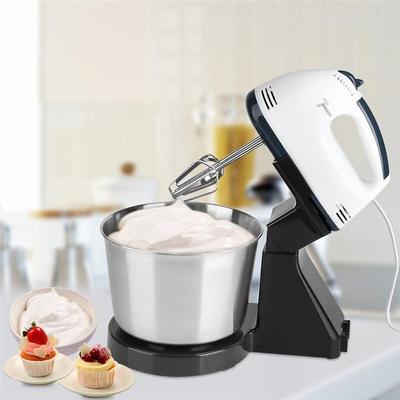 Stand- / Hand-Elektromixer mit Edelstahlschüssel - Schneebesen, Rührbesen zum Teigmischen, EU-Stecker