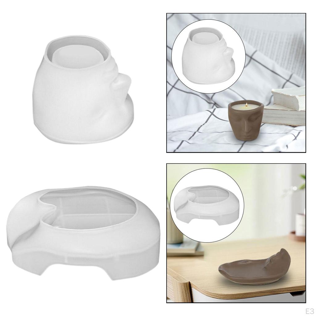 Față umană abstractă model siliconic lumânare cană recipient farfurie tavă coaster argilă