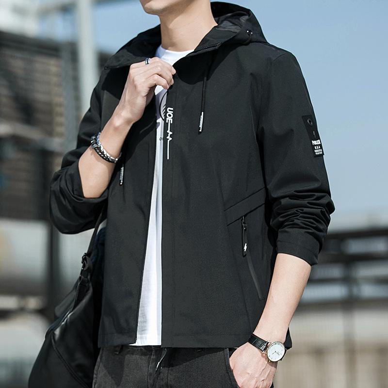 

Модна чоловіча куртка з капюшоном на весну та осінь 2024 - стильний, повсякденний та універсальний топ для молоді 3XL чорний