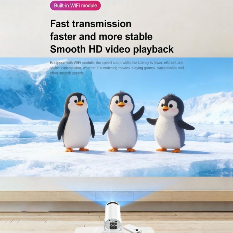 Full 1080P Wireless Projector Featuring 240 Degree Rotatable Lens and Auto Keystones Correction for Home Entertainment US 110V Compatibility