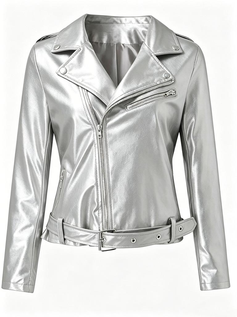 New women's short PU leather jacket motorcycle jacket slim and thin European and American style fashion versatile coat
