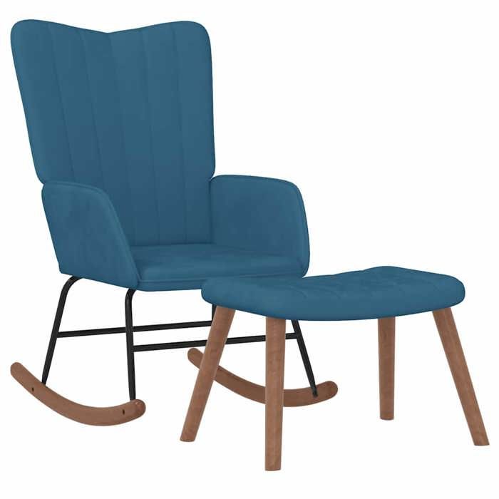 VidaXL Chaise à bascule avec repose-pied Bleu Velours 327764