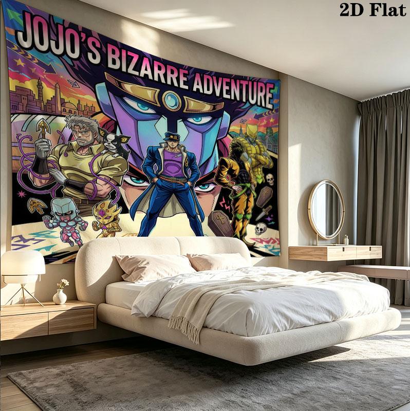 Jojos Bizarre Adventure Wall Tapestry Aesthetic Wall Hanging Printed Fabric Blanket Decorative Tapestries For Bedroom Living Room Home Decor