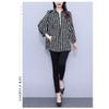 Middellange Verticaal Gestreepte Blouse voor Dames Vroege Herfst Nieuw Groot Maat Los en Stijlvol Kraag Dames T-shirt