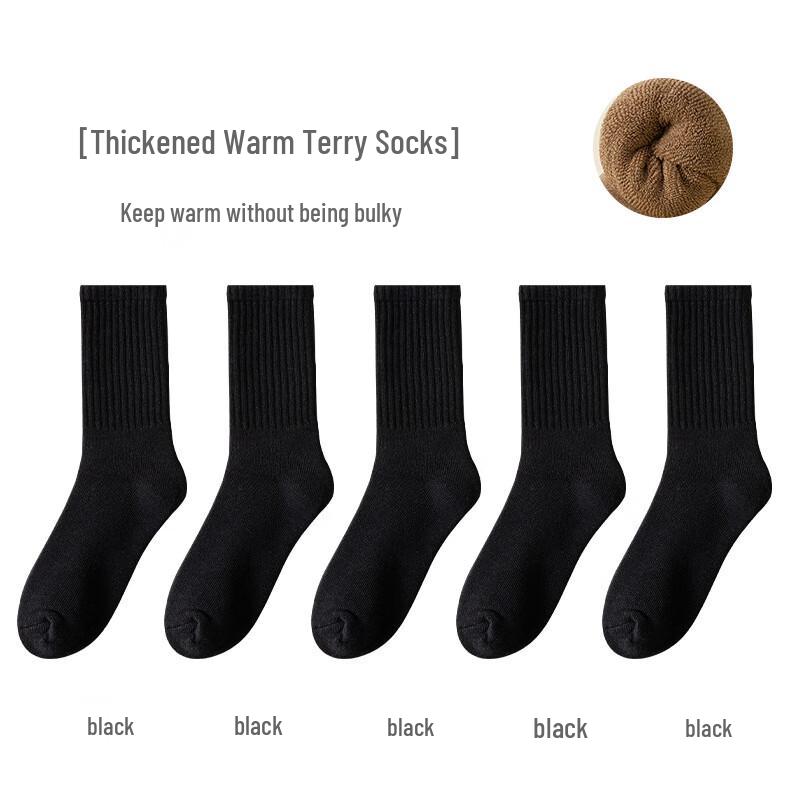 Yuzhaolin Women s Thickened Terry Mid-Calf Socks One Size