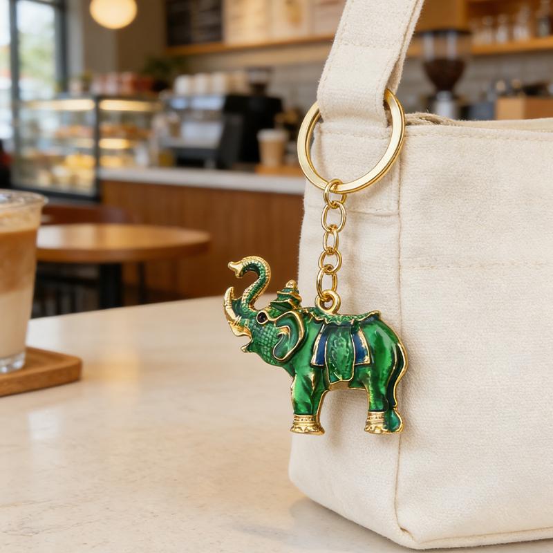 Elephant Keychain Vintage Creative Colorful Animal Pendant for Car Bag Decoration Cute Girls Accessory