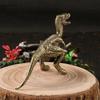 Statuie Dinosaur Jurassic Velociraptor Solid Alamă Ornamente Birou Desktop Animal de Companie de Ceai Artizanat Figurine Animale Miniaturi Jucărie Cadouri