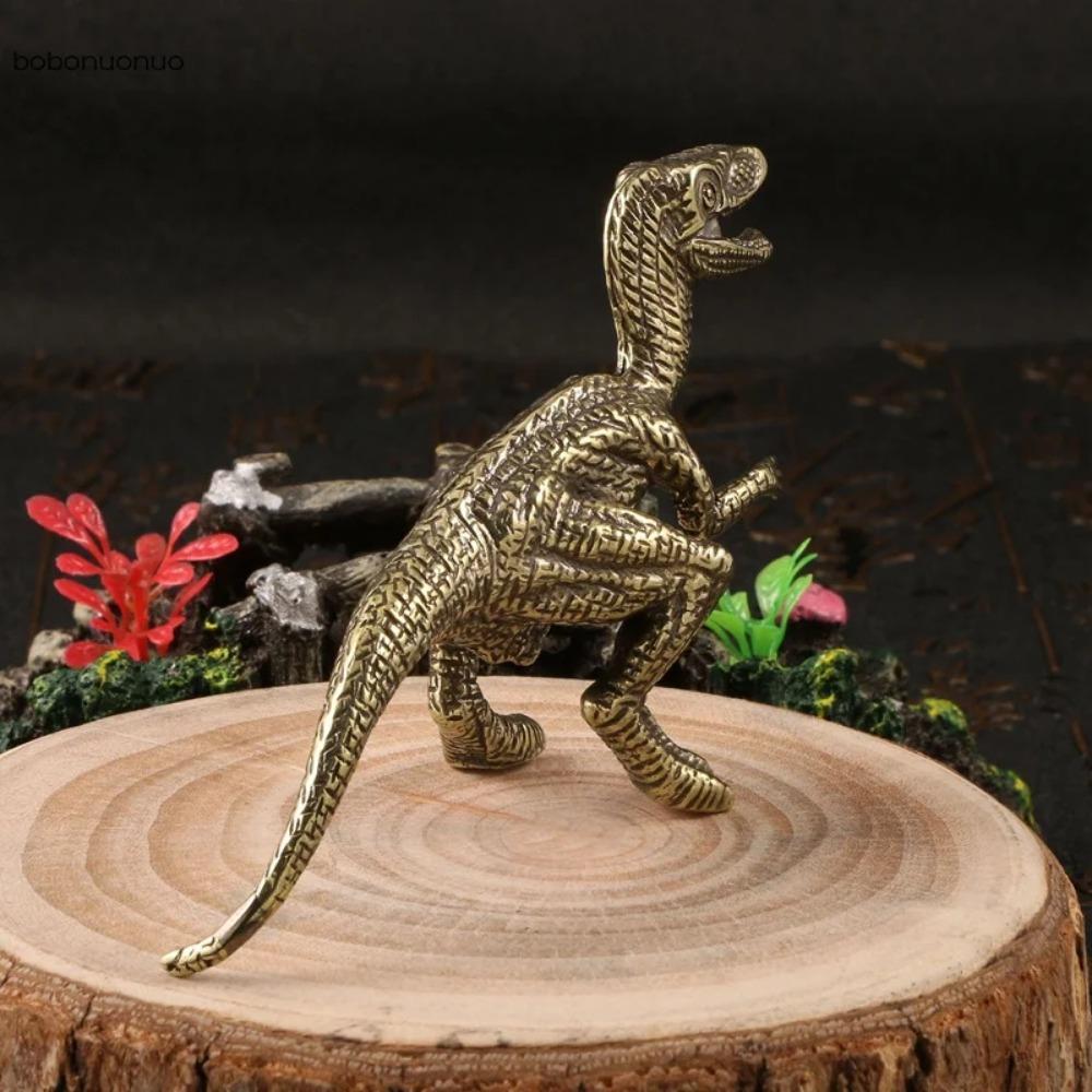 Statuie Dinosaur Jurassic Velociraptor Solid Alamă Ornamente Birou Desktop Animal de Companie de Ceai Artizanat Figurine Animale Miniaturi Jucărie Cadouri