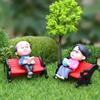 Adorable Grandpa & Grandma On Park Bench Micro Landscape Ornament