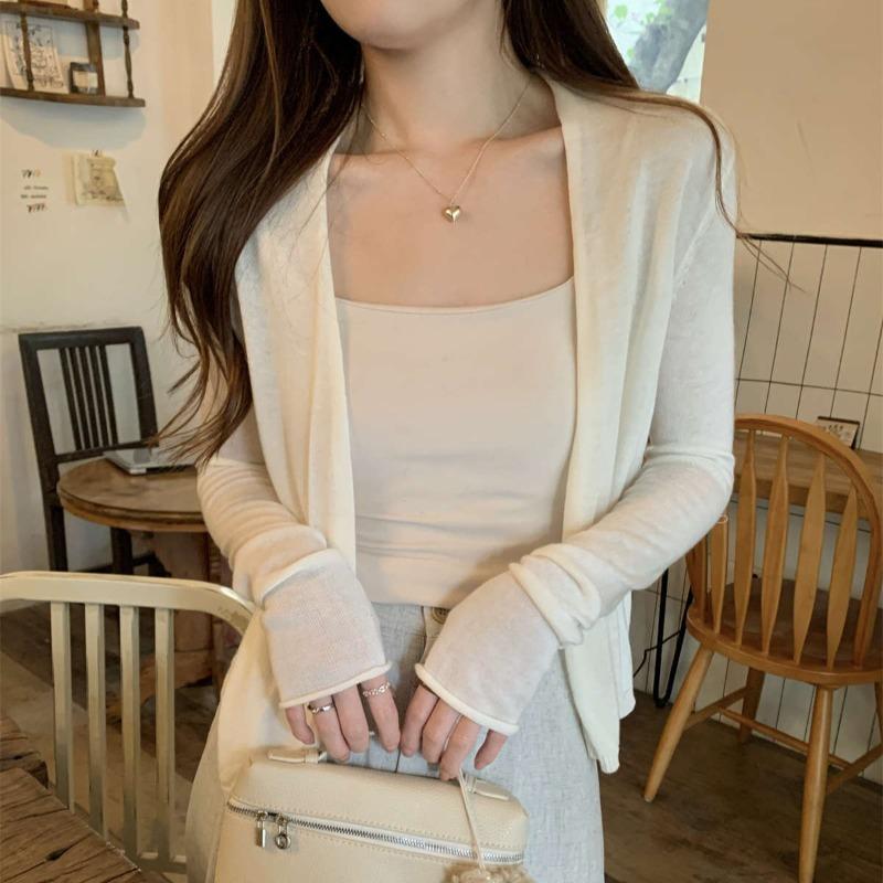 Sunscreen Blouse Women's Summer Temperament Versatile Knitted Cardigan Lazy with Shawl Long-sleeved Top