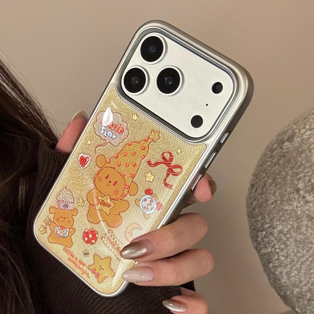 Compatible with Apple 17 Pro Max: Gilded Yellow Stars & Small Dog Cartoon Electroplated Case for iPhone 15/13.