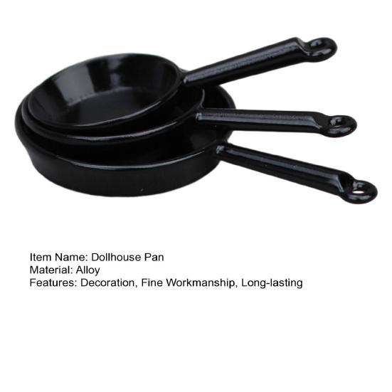 3 Stück 1:12 Maßstab Puppenhaus Bratpfanne Miniatur Kochtopf Kompakte Bratpfannen für Puppenhaus Küche Dekoration