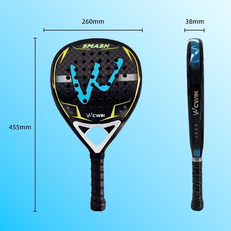 Professional Padel Racket Adults Carbon Fiber Frame Hard Stiffness Lightweight Training Racquet Blue Green Yellow