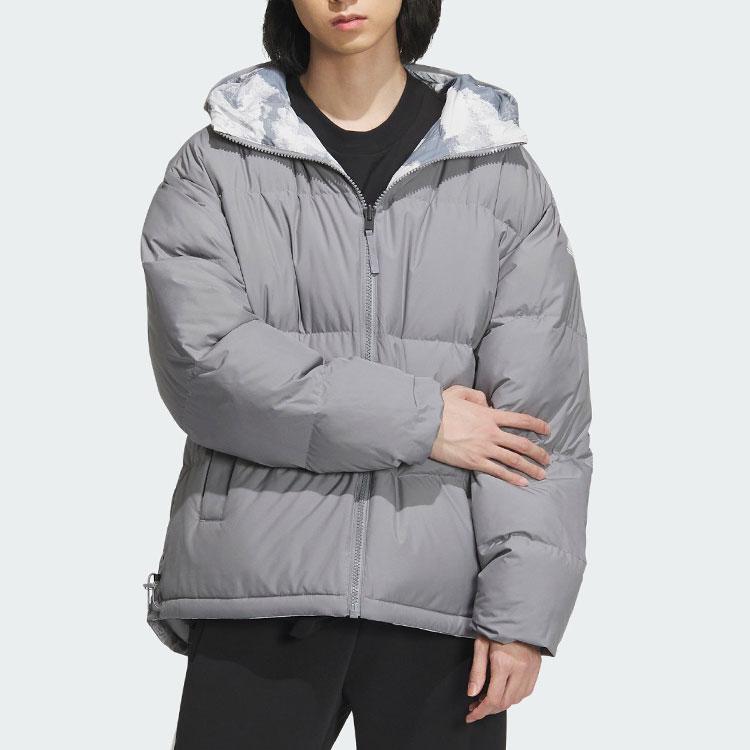 Adidas Reversible Sports Casual Loose Long Sleeve Down Jacket Men Outerwear Light-Gray IS0358