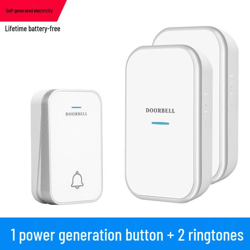 Schwarze kabellose Türklingel mit Fernbedienung, Große Reichweite, Bohrfrei, Eins-zu-Zwei-Heimsystem