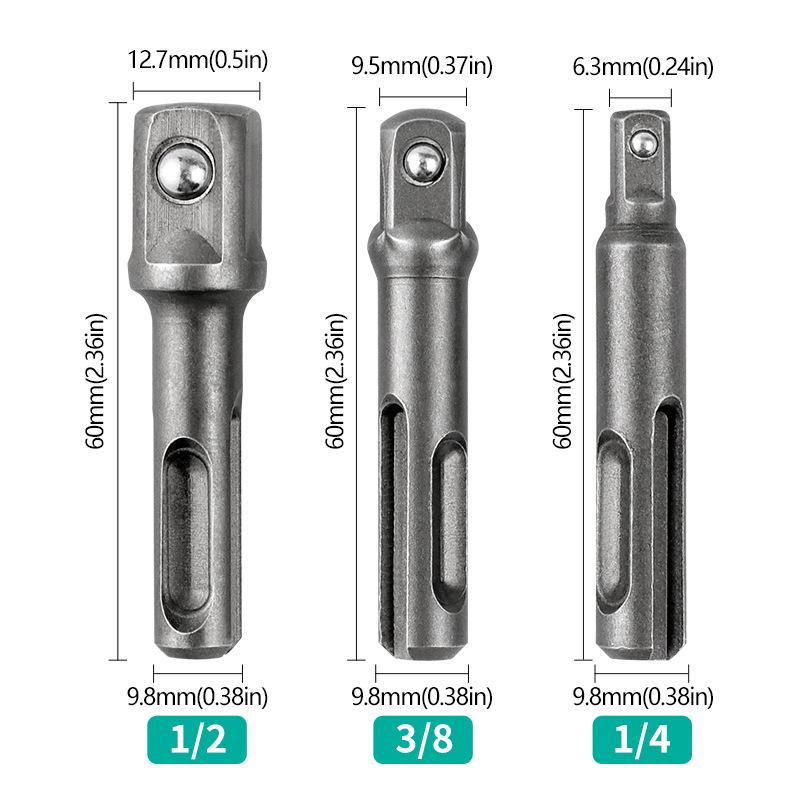 Electric Hammer Adapter: SDS Shank Screwdriver Bit & Impact Drill Chuck Sleeve.