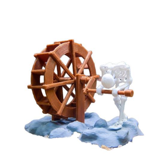 

Dynamic Skeleton Bubbler Aquarium Decoration Kinetic Skeleton Water Wheel Ornament Air-Driven Moving Skeleton Landscape Animated Statue for Fish Tank коричневый