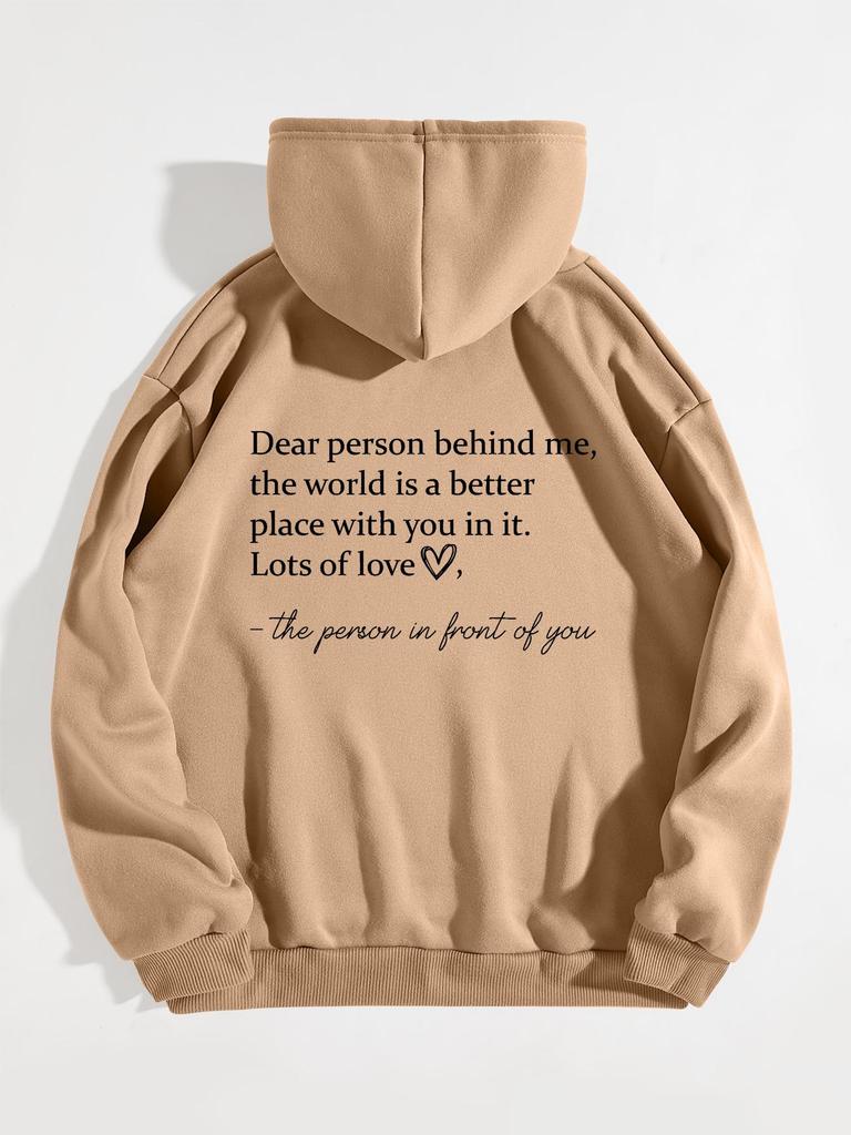 Dear Person Behind Me Letter Print Hoodie - European & American Style Sweatshirt Available