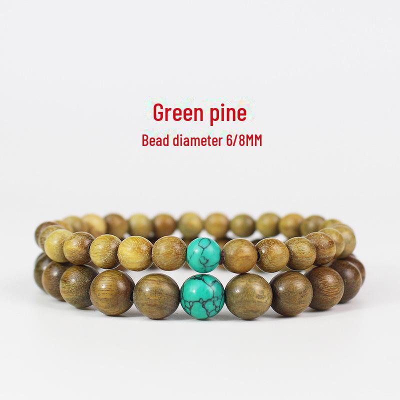 

Простой браслет из зеленого сандалового дерева: Унисекс, один круг в ретро-этническом стиле с натуральным ароматом, небольшого размера для студентов и пар 8MM