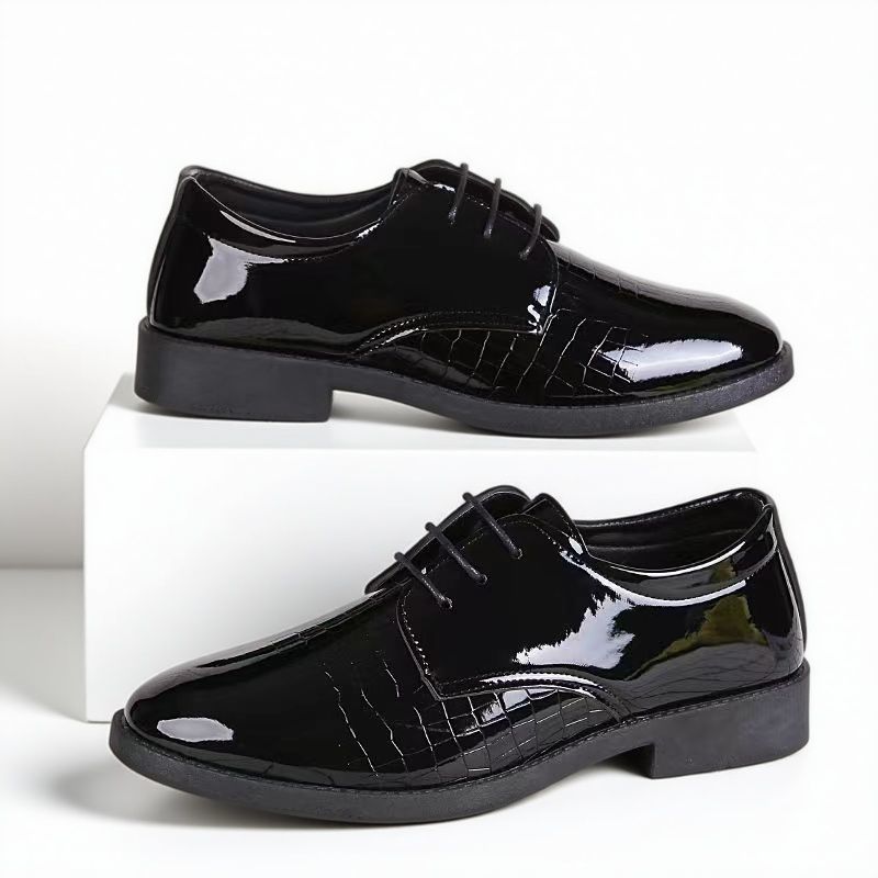 Versatile Black Business Dress Casual Leather Shoes Men's Lace-up Shoes Wedding Fashion Men's Shoes Patent Leather