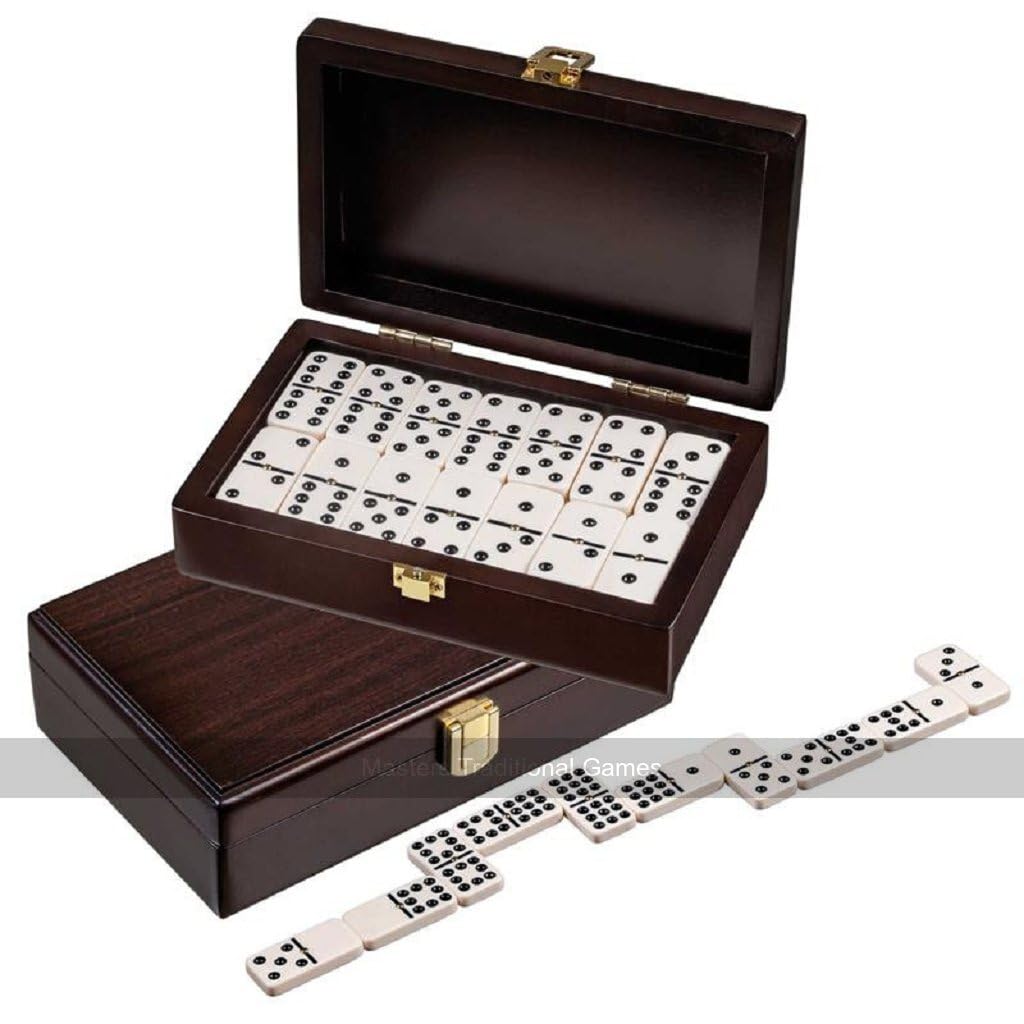 Doppelneun Domino mit Drehscheiben im smarten Holzgehäuse