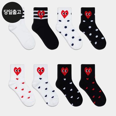 PG Women's/Student Heart Series Medium Socks (5 Pairs) Set - Daily Student Girls Fashion