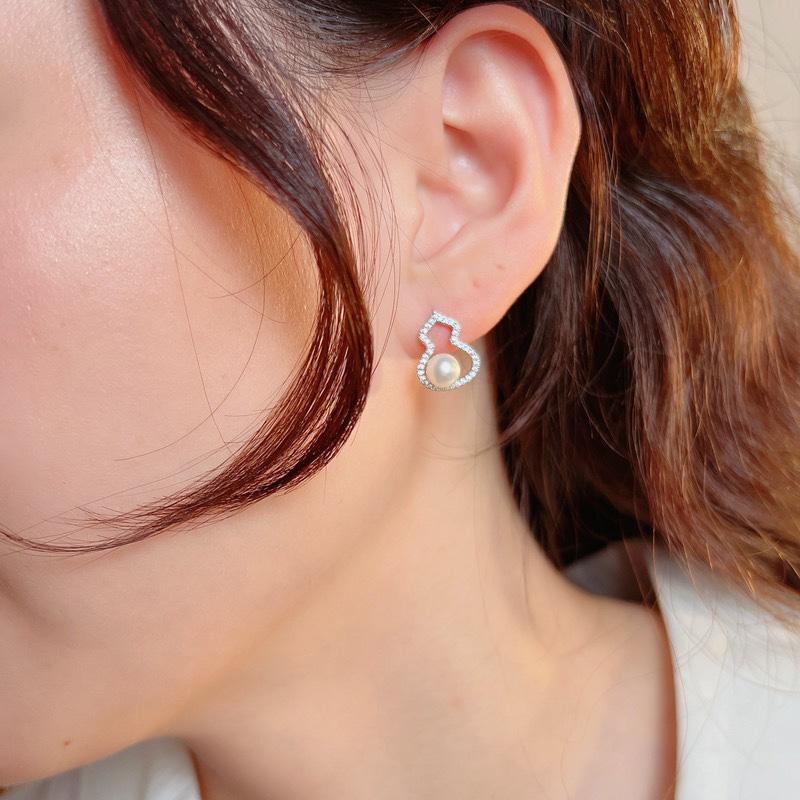 High End Jewelry Gourd Pearl Hollow Earrings Sub Gold Material Thick Gold Electroplating Daily Wear for Birthday Party