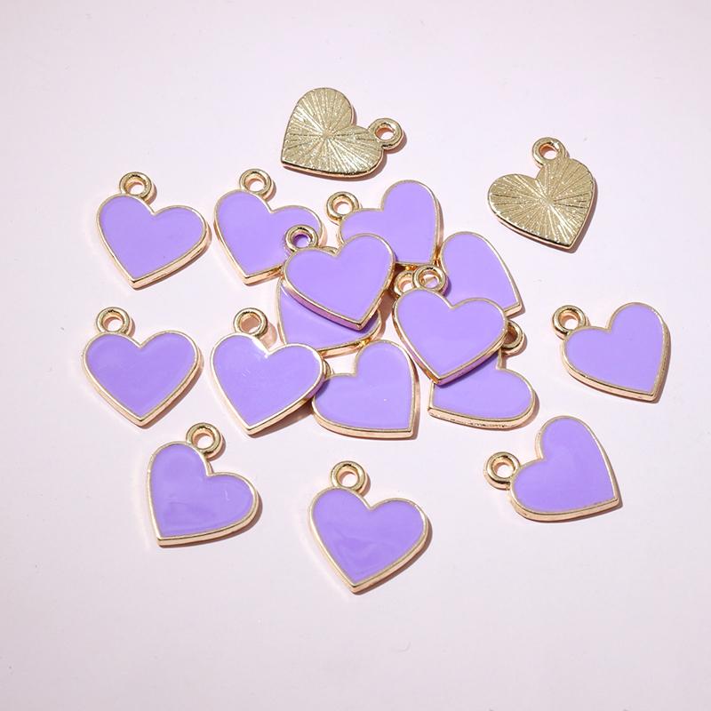 20pcs 13x11.5mm Enamel Small Cute Heart Charms Pendant DIY Jewelry Making Accessories Findings for Bracelet Earrings Keychains