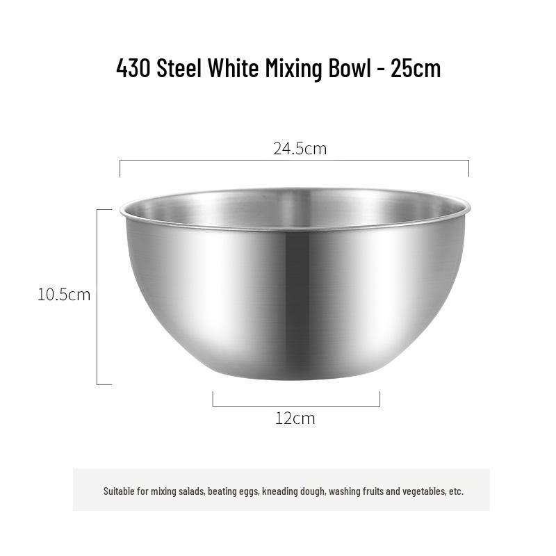 Extra Thick Food-Grade Stainless Steel Basin with Scale for Vegetables & Dough—Household Kitchen Mixing Bowl