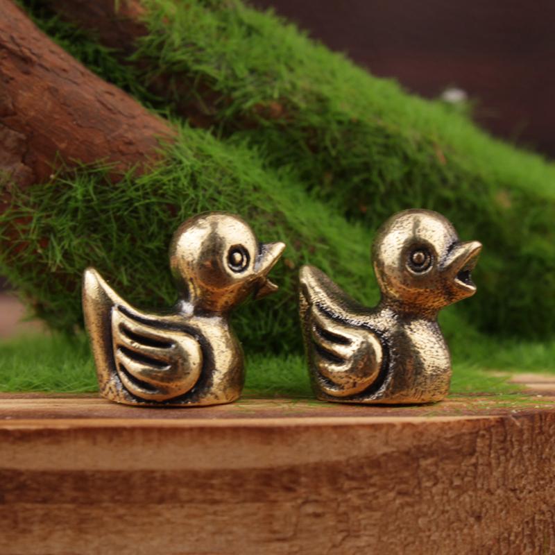 Deux Figurines de Canard en Laiton, Service à Thé Fait Main, Décorations de Table Basse sur le Thème des Animaux de Compagnie, Ornements de Bureau et Cadeaux Mignons de Canard