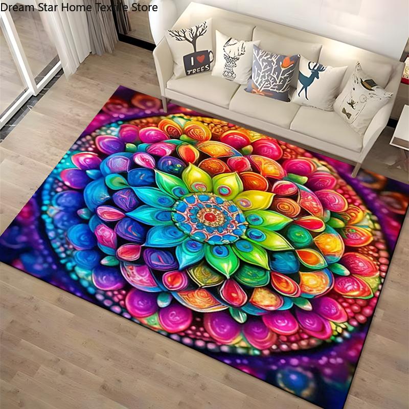 15 Size 3D Mandala Area Carpet Rug for Living Room Bedroom Home Sofa Doormat Decoration,kids Non-slip Floor Mat Gift