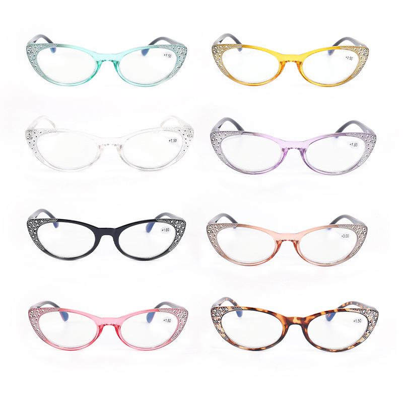 Women's Cat-Eye Diamond-Plated Anti-Blue Light Reading Glasses