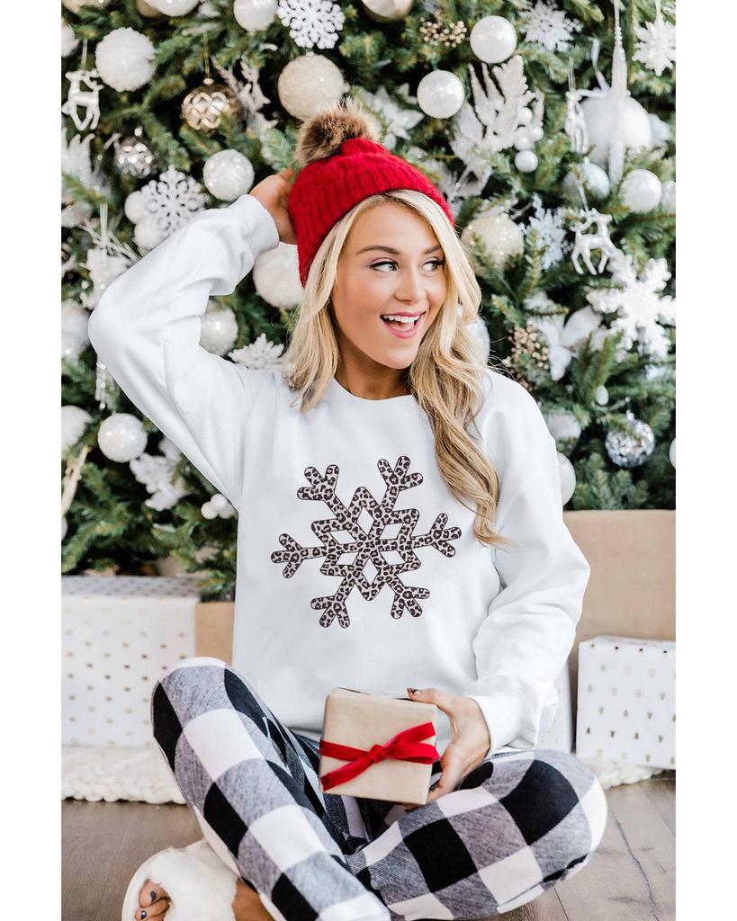 Azura Exchange Leopard Snowflake Pullover Sweatshirt