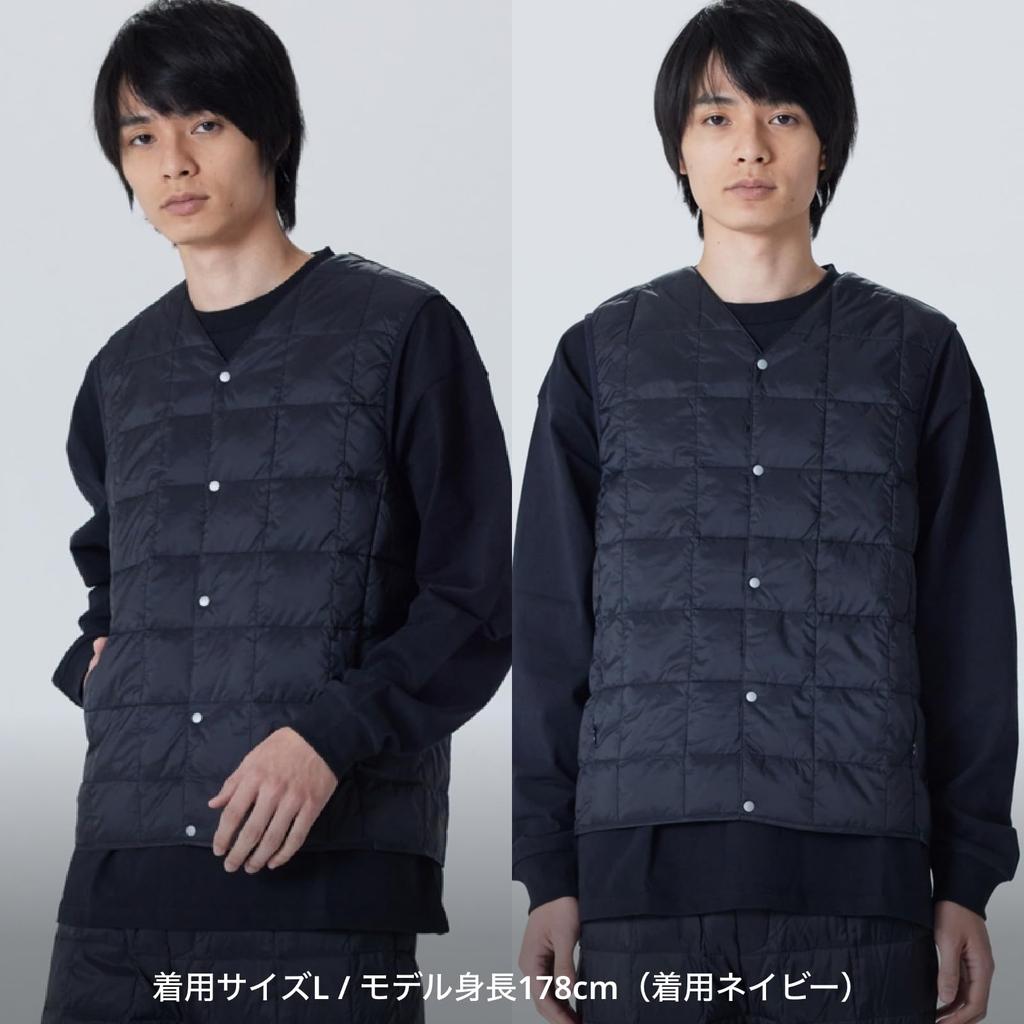 Taion Button Inner Down XL Men's V-Neck Vest, D.OLIVE,