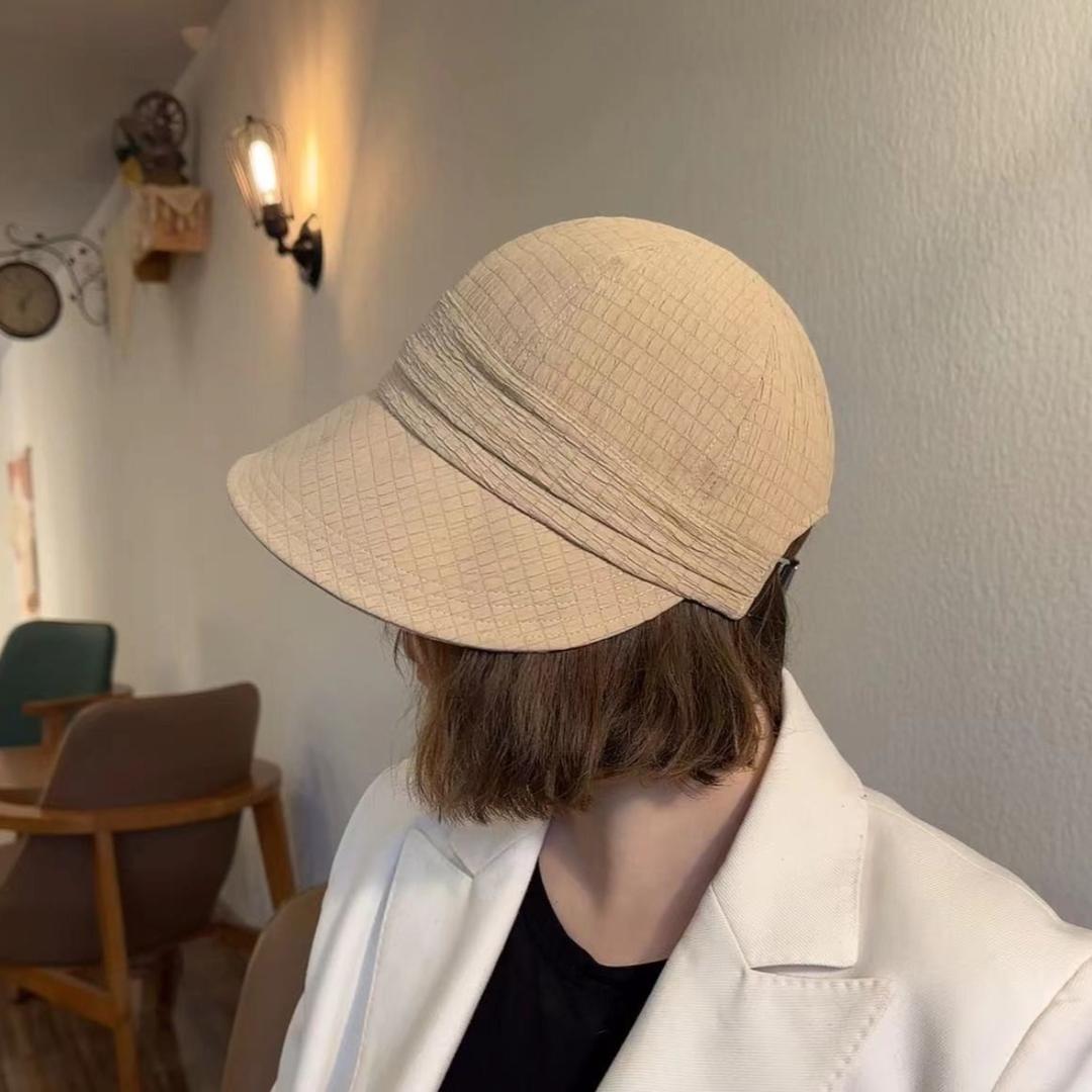 

Big brim octagonal hat Thin pleats Modify face shape Temperament Versatile Spring and Autumn Fashion Fisherman s visor Summer Adult average size чорний