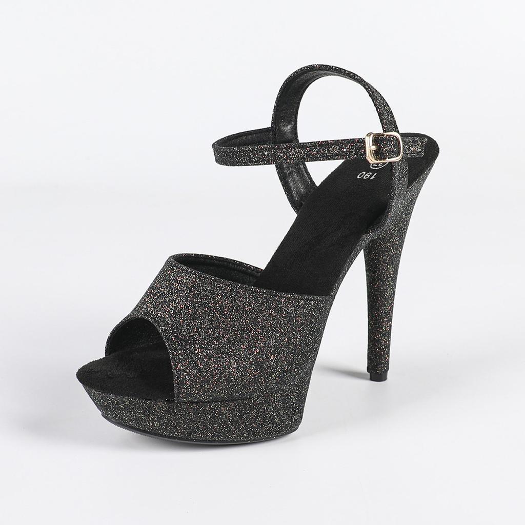 Dámské letní nové sandály na vysokém podpatku 2025 - 13cm tenký podpatek, vodotěsné s kamínky, ideální pro molo a společenské příležitosti