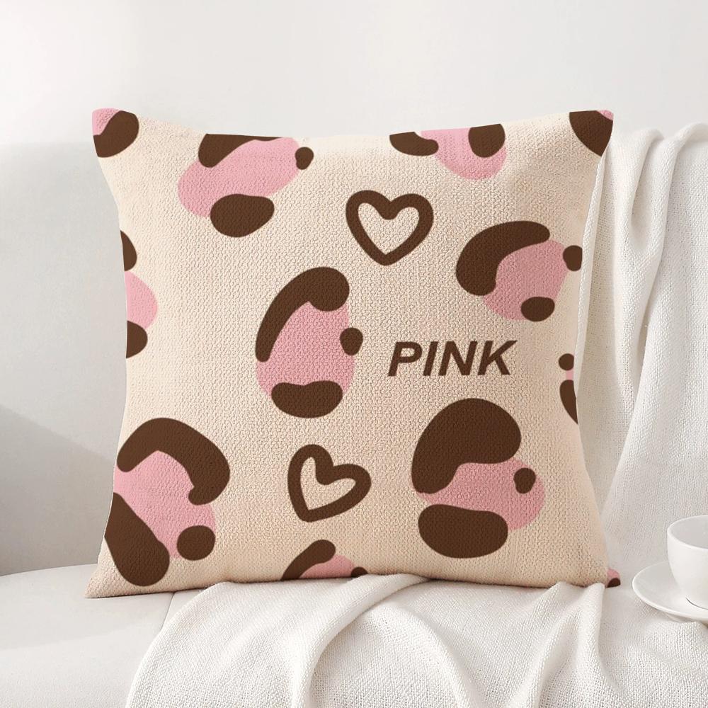 Brown Leopard Print Design Cushion Cover Natural Linen Organic Fabric DoubleSided Printing Sofa Home Decor Breathable