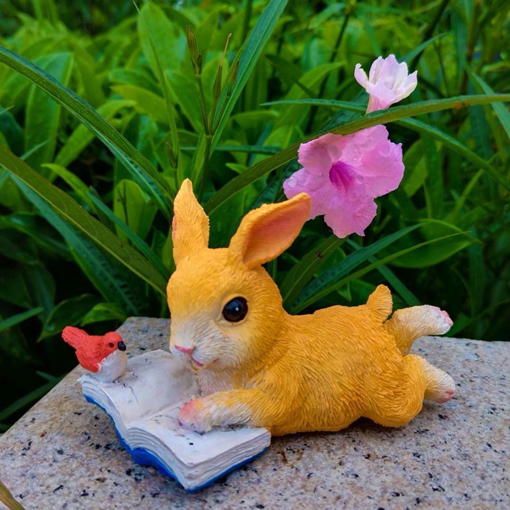 

Rabbits Rabbits Reading Statue Animal Decoration Animals Statue Cute Living Room