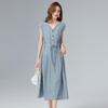 Women's V-Neck Short Sleeve A-Line Summer Dress