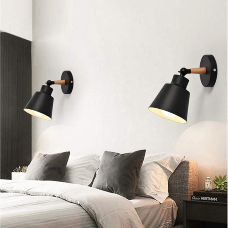 Creative Small Kinkiet Bedroom Night Balcony Wooden Alley Kinkiet (Black, Bulb Not Included)